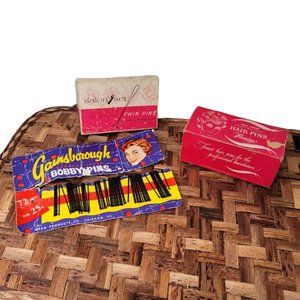 VINTAGE 50's & 60's Lot of 3 Sets of Bobby Pins/Hair Pins in Box